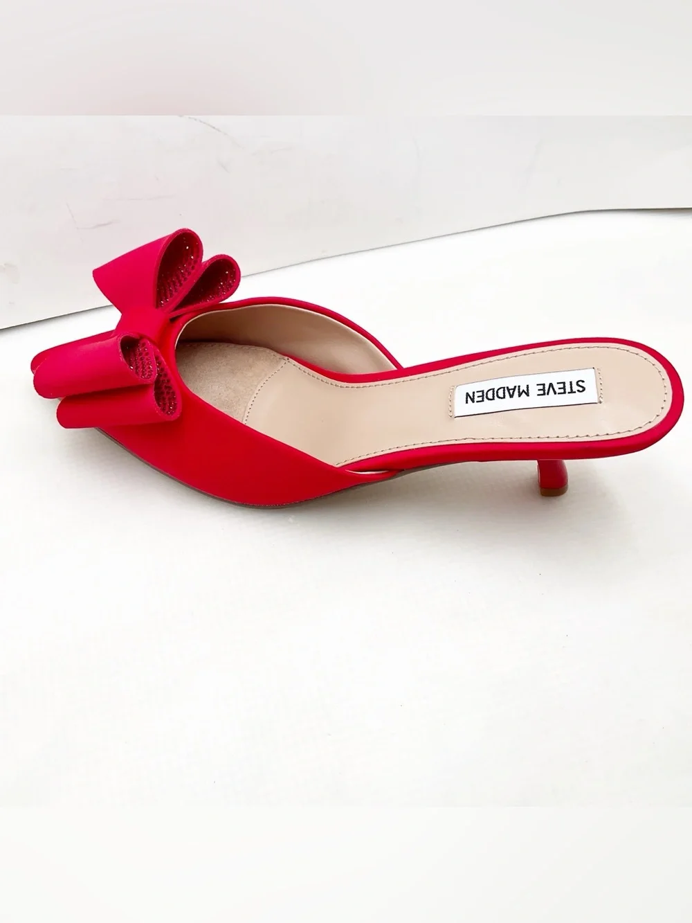 🆕{Steve Madden} Method Red Pointed-Toe Bow Mules - Picture 5 of 16